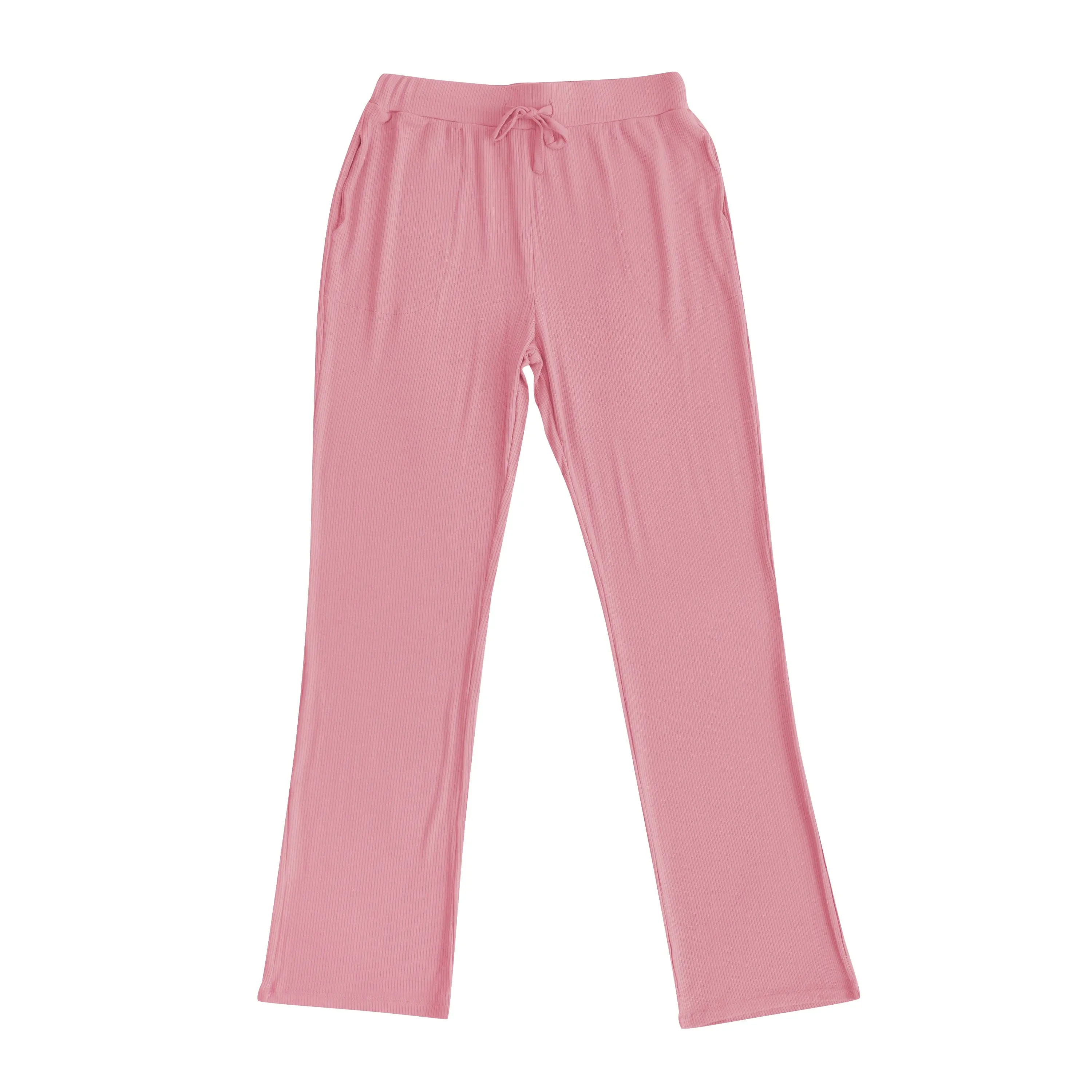 Women's Ribbed High Waisted Wide Leg Pant in Apple Blossom